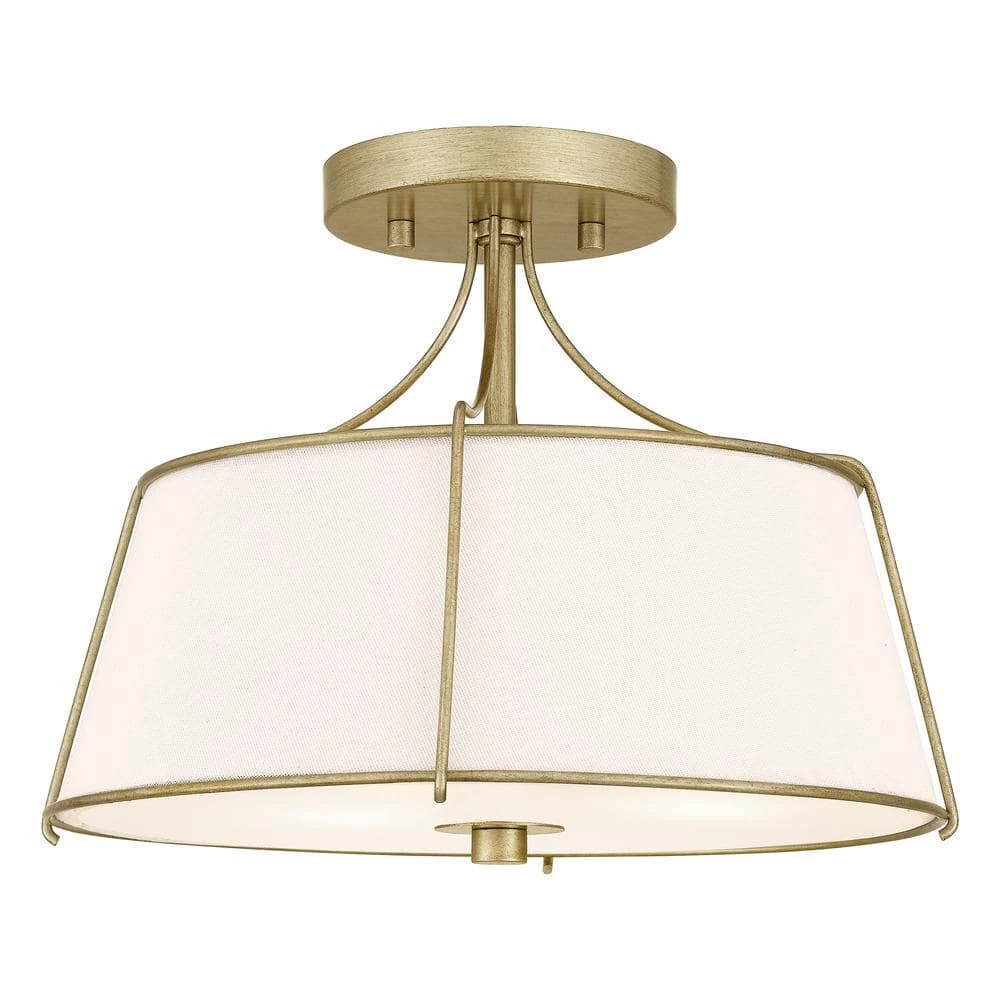 Charleston Park 13 in. 3-Light Brushed Gold Semi-Flush Mount by Home Decorators Collection 9 Charleston Park 13 in. 3-Light Brushed Gold Semi-Flush Mount by Home Decorators Collection - Image 7