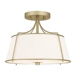 Charleston Park 13 in. 3-Light Brushed Gold Semi-Flush Mount by Home Decorators Collection
