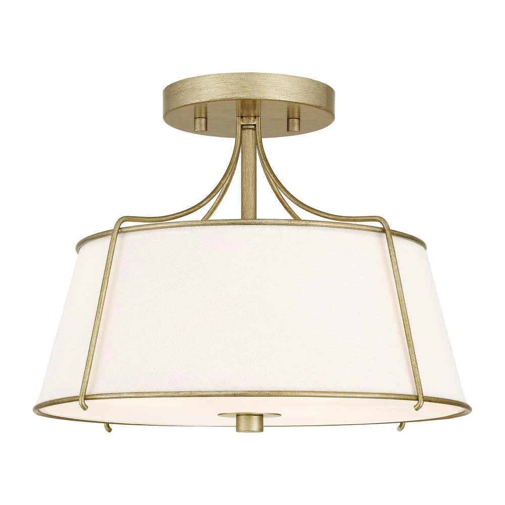 Charleston Park 13 in. 3-Light Brushed Gold Semi-Flush Mount by Home Decorators Collection 3 Charleston Park 13 in. 3-Light Brushed Gold Semi-Flush Mount by Home Decorators Collection
