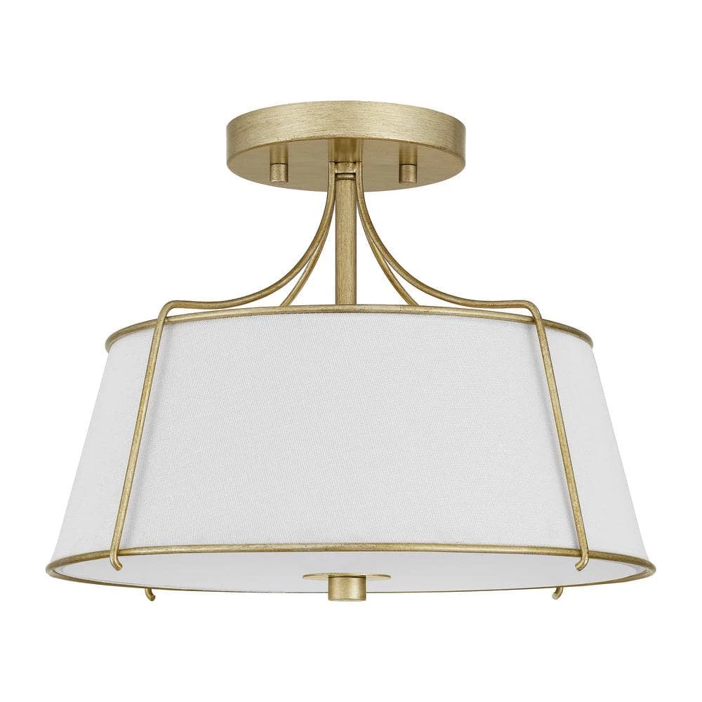 Charleston Park 13 in. 3-Light Brushed Gold Semi-Flush Mount by Home Decorators Collection 8 Charleston Park 13 in. 3-Light Brushed Gold Semi-Flush Mount by Home Decorators Collection - Image 6