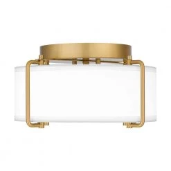 Brookley 13 in. 2-Light Brushed Gold Flush Mount with White Fabric Shade by Home Decorators Collection -Outlet Home Decorators Collection Store brushed gold home decorators collection flush mount lights hd19546f 4f 1000