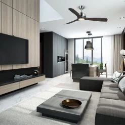 Bayshire 52 in. LED Indoor/Outdoor Brushed Nickel Ceiling Fan with Remote Control and White Color Changing Light Kit by Home Decorators Collection -Outlet Home Decorators Collection Store brushed nickel home decorators collection ceiling fans with lights 102l52bnddw 77 1000