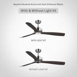 Bayshire 52 in. LED Indoor/Outdoor Brushed Nickel Ceiling Fan with Remote Control and White Color Changing Light Kit by Home Decorators Collection -Outlet Home Decorators Collection Store brushed nickel home decorators collection ceiling fans with lights 102l52bnddw e1 1000