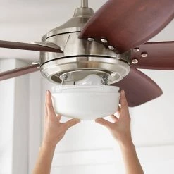 Breezemore 56 in. Indoor LED Brushed Nickel Ceiling Fan with Light Kit, Downrod, DC Motor and Remote Control by Home Decorators Collection -Outlet Home Decorators Collection Store brushed nickel home decorators collection ceiling fans with lights 51558 1d 1000