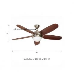 Breezemore 56 in. Indoor LED Brushed Nickel Ceiling Fan with Light Kit, Downrod, DC Motor and Remote Control by Home Decorators Collection -Outlet Home Decorators Collection Store brushed nickel home decorators collection ceiling fans with lights 51558 a0 1000