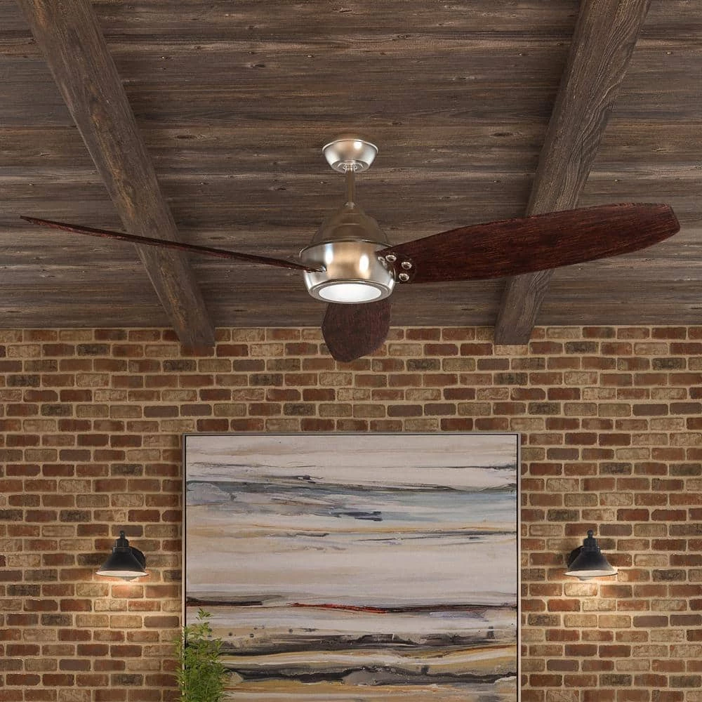 Aero Breeze 60 in. Integrated LED Indoor/Outdoor Brushed Nickel Ceiling Fan with Light Kit and Remote Control by Home Decorators Collection 4 Aero Breeze 60 in. Integrated LED Indoor/Outdoor Brushed Nickel Ceiling Fan with Light Kit and Remote Control by Home Decorators Collection - Image 2