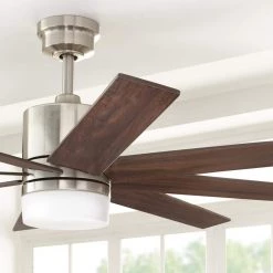 60 in. Indoor Zolman Pike Integrated LED DC Brushed Nickel Ceiling Fan with Light Kit and Remote Control by Home Decorators Collection 17 60 in. Indoor Zolman Pike Integrated LED DC Brushed Nickel Ceiling Fan with Light Kit and Remote Control by Home Decorators Collection -Outlet Home Decorators Collection Store brushed nickel home decorators collection ceiling fans with lights 51708 40 1000