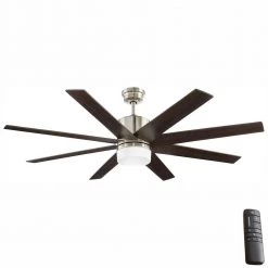 60 in. Indoor Zolman Pike Integrated LED DC Brushed Nickel Ceiling Fan with Light Kit and Remote Control by Home Decorators Collection