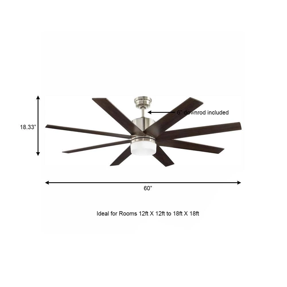 60 in. Indoor Zolman Pike Integrated LED DC Brushed Nickel Ceiling Fan with Light Kit and Remote Control by Home Decorators Collection 6 60 in. Indoor Zolman Pike Integrated LED DC Brushed Nickel Ceiling Fan with Light Kit and Remote Control by Home Decorators Collection - Image 4