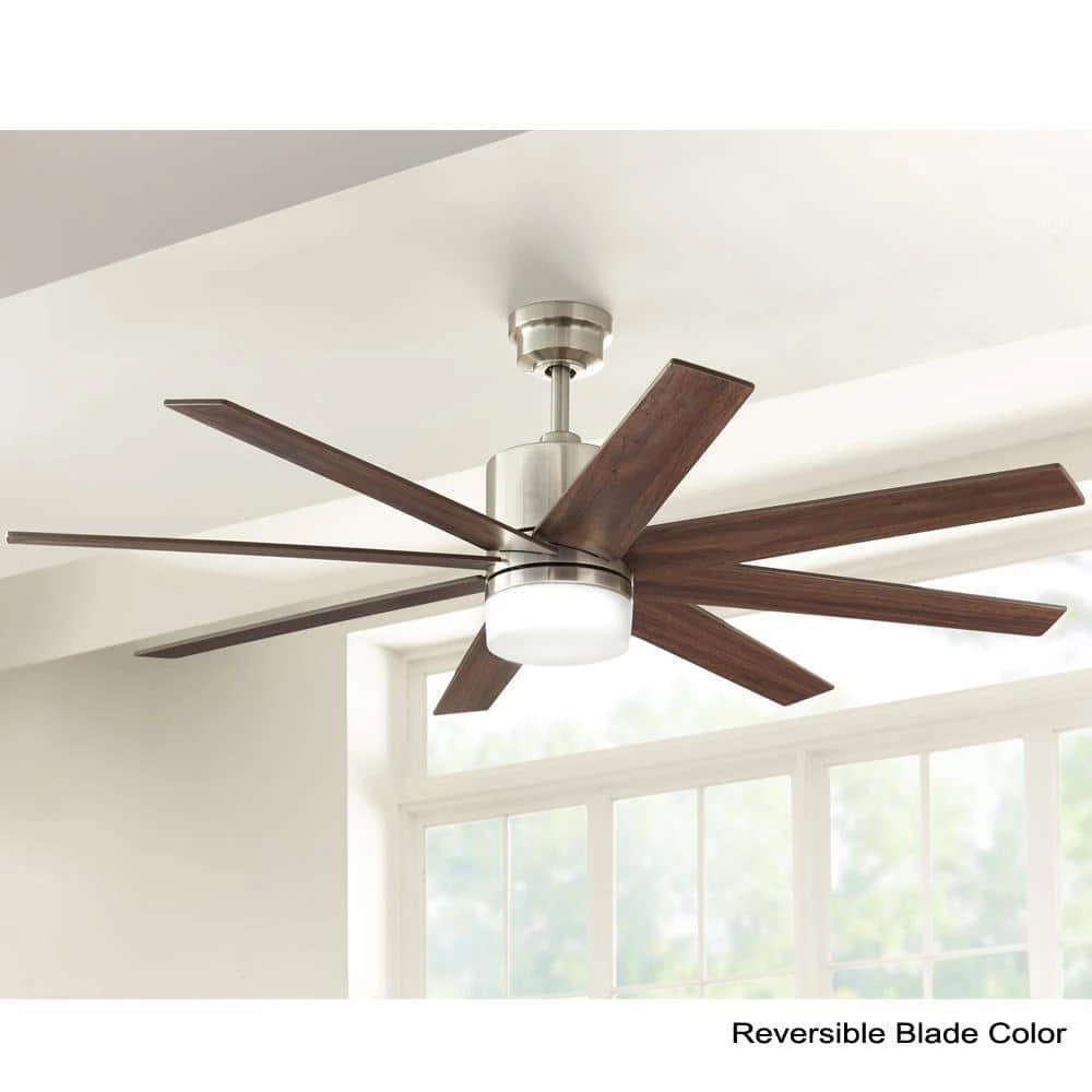60 in. Indoor Zolman Pike Integrated LED DC Brushed Nickel Ceiling Fan with Light Kit and Remote Control by Home Decorators Collection 4 60 in. Indoor Zolman Pike Integrated LED DC Brushed Nickel Ceiling Fan with Light Kit and Remote Control by Home Decorators Collection - Image 2