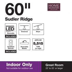 Sudler Ridge 60 in. LED Indoor Brushed Nickel Ceiling Fan with Light Kit and Remote Control by Home Decorators Collection -Outlet Home Decorators Collection Store brushed nickel home decorators collection ceiling fans with lights 51714 c3 1000