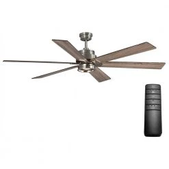 Statewood 70 in. Indoor LED Brushed Nickel Ceiling Fan with Light Kit, Downrod, Remote Control and 6 Reversible Blades by Home Decorators Collection