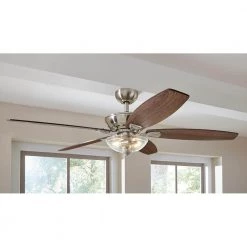 Connor 54 in. LED Brushed Nickel Dual-Mount Ceiling Fan with Light Kit and Remote Control by Home Decorators Collection -Outlet Home Decorators Collection Store brushed nickel home decorators collection ceiling fans with lights 51847 1d 1000