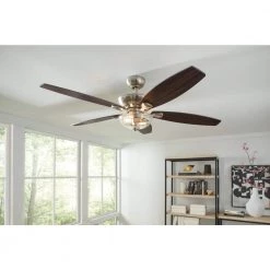 Connor 54 in. LED Brushed Nickel Dual-Mount Ceiling Fan with Light Kit and Remote Control by Home Decorators Collection -Outlet Home Decorators Collection Store brushed nickel home decorators collection ceiling fans with lights 51847 40 1000
