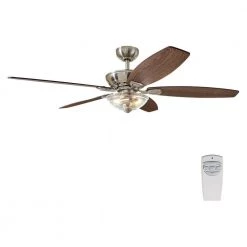 Connor 54 in. LED Brushed Nickel Dual-Mount Ceiling Fan with Light Kit and Remote Control by Home Decorators Collection