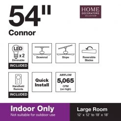 Connor 54 in. LED Brushed Nickel Dual-Mount Ceiling Fan with Light Kit and Remote Control by Home Decorators Collection -Outlet Home Decorators Collection Store brushed nickel home decorators collection ceiling fans with lights 51847 66 1000