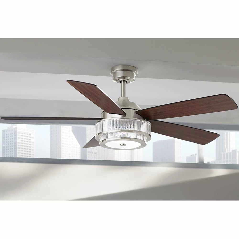 Caldwell 52 in. Indoor Integrated LED Brushed Nickel Dry Rated Ceiling Fan with Light Kit and Remote Control by Home Decorators Collection 7 Caldwell 52 in. Indoor Integrated LED Brushed Nickel Dry Rated Ceiling Fan with Light Kit and Remote Control by Home Decorators Collection - Image 5