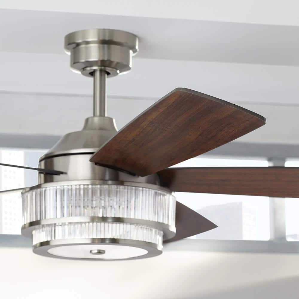 Caldwell 52 in. Indoor Integrated LED Brushed Nickel Dry Rated Ceiling Fan with Light Kit and Remote Control by Home Decorators Collection 5 Caldwell 52 in. Indoor Integrated LED Brushed Nickel Dry Rated Ceiling Fan with Light Kit and Remote Control by Home Decorators Collection - Image 3