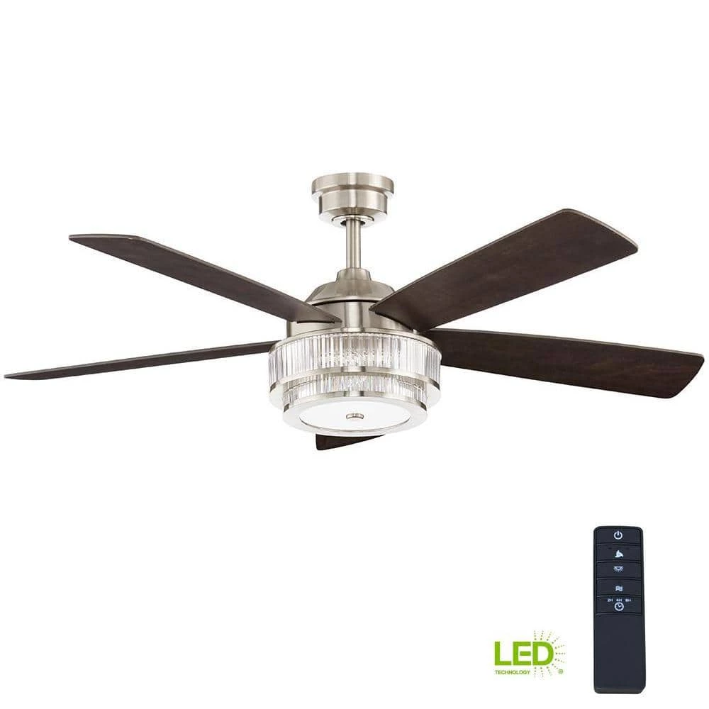 Caldwell 52 in. Indoor Integrated LED Brushed Nickel Dry Rated Ceiling Fan with Light Kit and Remote Control by Home Decorators Collection 8 Caldwell 52 in. Indoor Integrated LED Brushed Nickel Dry Rated Ceiling Fan with Light Kit and Remote Control by Home Decorators Collection - Image 6