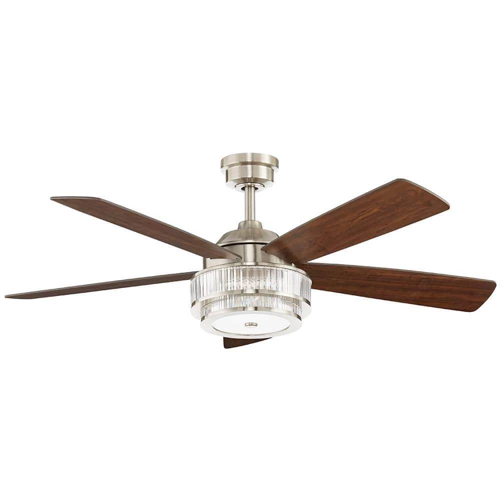 Caldwell 52 in. Indoor Integrated LED Brushed Nickel Dry Rated Ceiling Fan with Light Kit and Remote Control by Home Decorators Collection 9 Caldwell 52 in. Indoor Integrated LED Brushed Nickel Dry Rated Ceiling Fan with Light Kit and Remote Control by Home Decorators Collection - Image 7