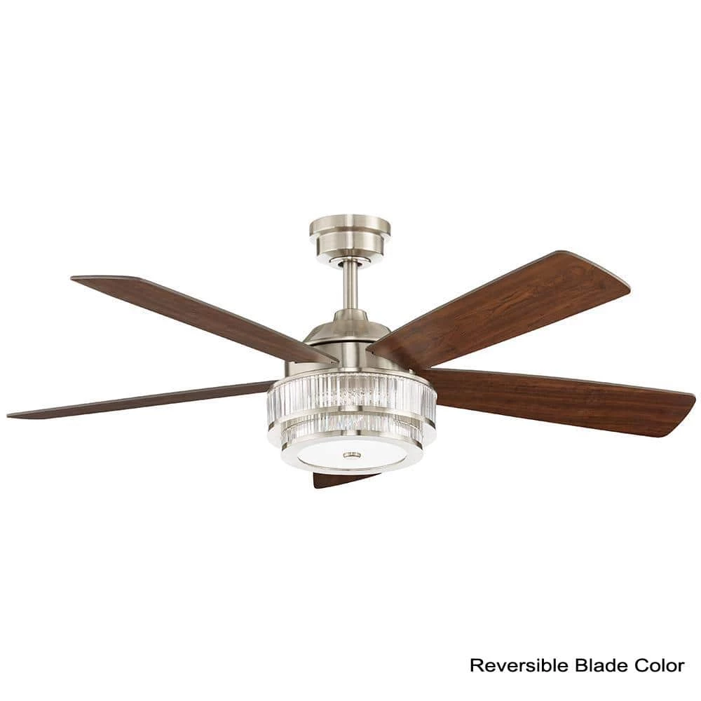 Caldwell 52 in. Indoor Integrated LED Brushed Nickel Dry Rated Ceiling Fan with Light Kit and Remote Control by Home Decorators Collection 4 Caldwell 52 in. Indoor Integrated LED Brushed Nickel Dry Rated Ceiling Fan with Light Kit and Remote Control by Home Decorators Collection - Image 2