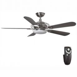 Vercelli 52 in. Integrated LED Indoor Brushed Nickel Ceiling Fan with Light Kit and Remote Control by Home Decorators Collection