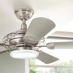 Vercelli 52 in. Integrated LED Indoor Brushed Nickel Ceiling Fan with Light Kit and Remote Control by Home Decorators Collection -Outlet Home Decorators Collection Store brushed nickel home decorators collection ceiling fans with lights 54078 fa 1000