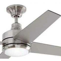 Mercer 56 in. Integrated LED Brushed Nickel Ceiling Fan with Light Kit and Remote Control by Home Decorators Collection -Outlet Home Decorators Collection Store brushed nickel home decorators collection ceiling fans with lights 54625 c3 1000