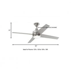 Mercer 52 in. LED Indoor Brushed Nickel Ceiling Fan with Light Kit and Remote Control by Home Decorators Collection -Outlet Home Decorators Collection Store brushed nickel home decorators collection ceiling fans with lights 54725 a0 1000