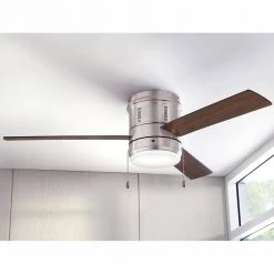 Gamali 52 in. LED Indoor Brushed Nickel Ceiling Fan with Light Kit by Home Decorators Collection -Outlet Home Decorators Collection Store brushed nickel home decorators collection ceiling fans with lights 56000 1d 1000