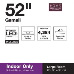 Gamali 52 in. LED Indoor Brushed Nickel Ceiling Fan with Light Kit by Home Decorators Collection -Outlet Home Decorators Collection Store brushed nickel home decorators collection ceiling fans with lights 56000 c3 1000