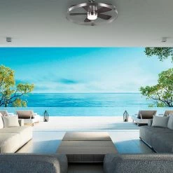 Harrington 36 in. White Color Changing Integrated LED Brushed Nickel Ceiling Fan with Light Kit and Remote Control by Home Decorators Collection -Outlet Home Decorators Collection Store brushed nickel home decorators collection ceiling fans with lights 59236 31 1000