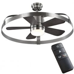 Harrington 36 in. White Color Changing Integrated LED Brushed Nickel Ceiling Fan with Light Kit and Remote Control by Home Decorators Collection