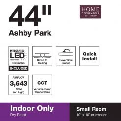 Ashby Park 44 in. White Color Changing Integrated LED Brushed Nickel Ceiling Fan with Light Kit and 3 Reversible Blades by Home Decorators Collection -Outlet Home Decorators Collection Store brushed nickel home decorators collection ceiling fans with lights 59244 76 1000