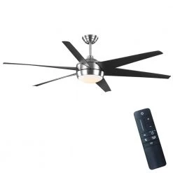 Windward 68 in. White Color Changing Integrated LED Brushed Nickel Ceiling Fan with Light Kit, DC Motor and Remote by Home Decorators Collection