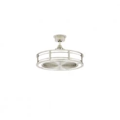 Brette II 23 in. LED Indoor/Outdoor Brushed Nickel Ceiling Fan with Light and Remote Control by Home Decorators Collection -Outlet Home Decorators Collection Store brushed nickel home decorators collection ceiling fans with lights am382b bn 1d 1000