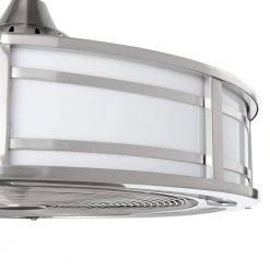 Brette II 23 in. LED Indoor/Outdoor Brushed Nickel Ceiling Fan with Light and Remote Control by Home Decorators Collection -Outlet Home Decorators Collection Store brushed nickel home decorators collection ceiling fans with lights am382b bn 40 1000