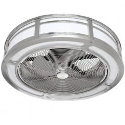 Brette II 23 in. LED Indoor/Outdoor Brushed Nickel Ceiling Fan with Light and Remote Control by Home Decorators Collection -Outlet Home Decorators Collection Store brushed nickel home decorators collection ceiling fans with lights am382b bn 44 1000