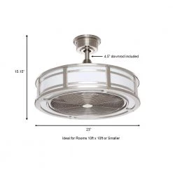Brette II 23 in. LED Indoor/Outdoor Brushed Nickel Ceiling Fan with Light and Remote Control by Home Decorators Collection -Outlet Home Decorators Collection Store brushed nickel home decorators collection ceiling fans with lights am382b bn a0 1000