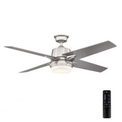 56 in. Montel LED Brushed Nickel Ceiling Fan With Light and Remote Control by Home Decorators Collection