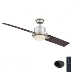 Radley 60 in. LED Brushed Nickel Ceiling Fan with Light and Remote Control works with Google and Alexa by Home Decorators Collection