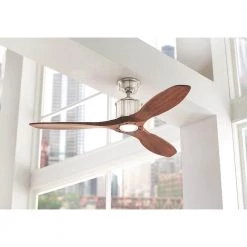 Reagan 52 in. LED Indoor Brushed Nickel Ceiling Fan with Light Kit and Remote Control by Home Decorators Collection -Outlet Home Decorators Collection Store brushed nickel home decorators collection ceiling fans with lights yg423 bn 40 1000
