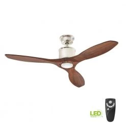 Reagan 52 in. LED Indoor Brushed Nickel Ceiling Fan with Light Kit and Remote Control by Home Decorators Collection -Outlet Home Decorators Collection Store brushed nickel home decorators collection ceiling fans with lights yg423 bn 77 1000