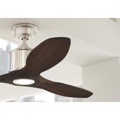 Reagan II 52 in. LED Indoor Brushed Nickel Ceiling Fan with Light Kit and Remote Control by Home Decorators Collection -Outlet Home Decorators Collection Store brushed nickel home decorators collection ceiling fans with lights yg423 bn esp 66 1000