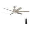 Kensgrove 54 in. Integrated LED Brushed Nickel Ceiling Fan with Light and Remote Control by Home Decorators Collection -Outlet Home Decorators Collection Store brushed nickel home decorators collection ceiling fans with lights yg493a bn 64 1000