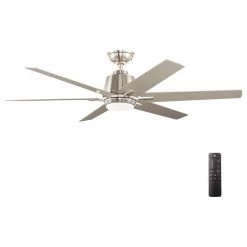 Kensgrove 54 in. Integrated LED Brushed Nickel Ceiling Fan with Light and Remote Control by Home Decorators Collection