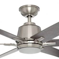 Kensgrove 64 in. Integrated LED Brushed Nickel Ceiling Fan with Light and Remote Control by Home Decorators Collection -Outlet Home Decorators Collection Store brushed nickel home decorators collection ceiling fans with lights yg493d bn 4f 1000