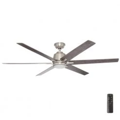 Kensgrove 64 in. Integrated LED Brushed Nickel Ceiling Fan with Light and Remote Control by Home Decorators Collection