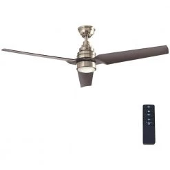Varuchi 52 in. Integrated LED Indoor Brushed Nickel Ceiling Fan with Light Kit and Remote Control by Home Decorators Collection