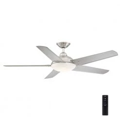 Draper 54 in. Outdoor LED Brushed Nickel Ceiling Fan with Remote Control by Home Decorators Collection